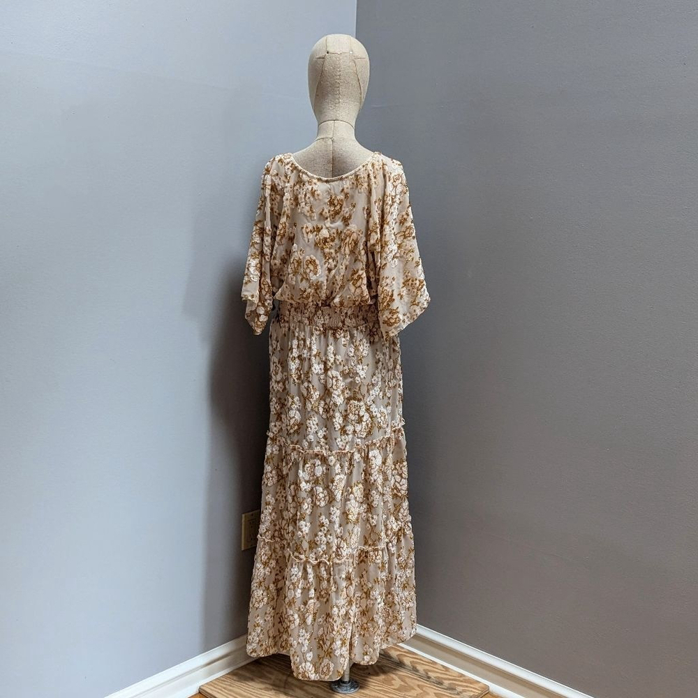 Hemant & Nandita Inara Flocked Lurex Chiffon Long Dress - Medium - See Notes - Picture 5 of 16